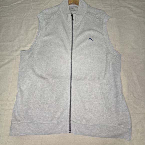New Tommy Bahama Mens Xl Gray Zip-Up Vest - Picture 3 of 13
